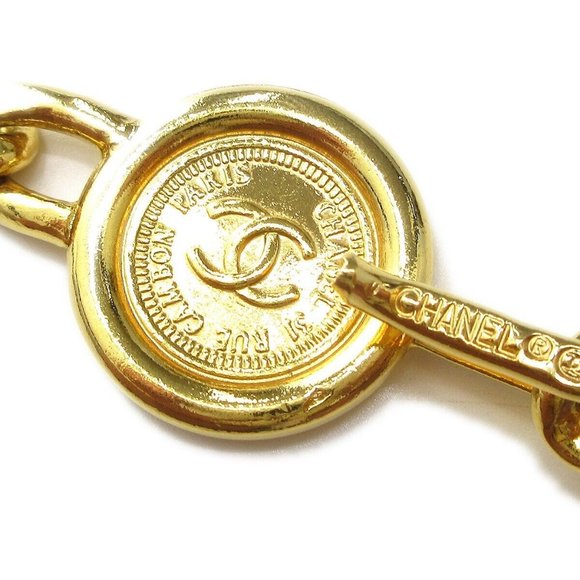 Authenticity Guarantee CHANEL CC Logos Medallion Charm Gold Chain Belt Accessori - Picture 2 of 6